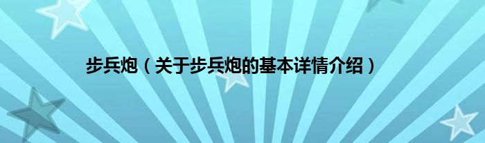 步兵炮（关于步兵炮的基本详情介绍）