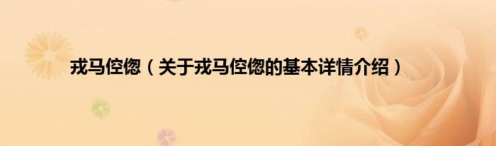 戎马倥偬（关于戎马倥偬的基本详情介绍）