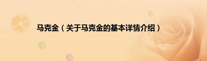 马克金（关于马克金的基本详情介绍）