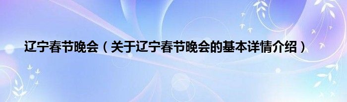 辽宁春节晚会（关于辽宁春节晚会的基本详情介绍）