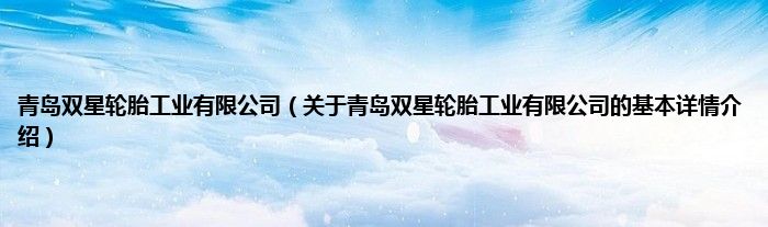 青岛双星轮胎工业有限公司（关于青岛双星轮胎工业有限公司的基本详情介绍）