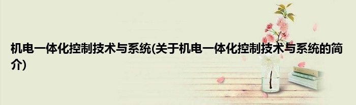 机电一体化控制技术与系统(关于机电一体化控制技术与系统的简介)