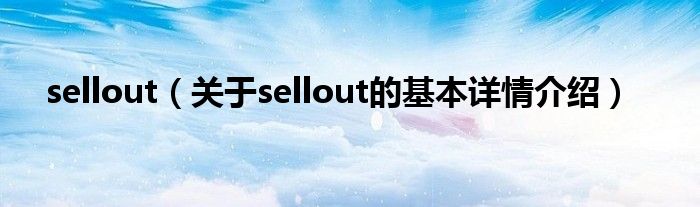 sellout（关于sellout的基本详情介绍）