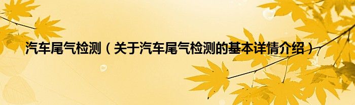 汽车尾气检测（关于汽车尾气检测的基本详情介绍）