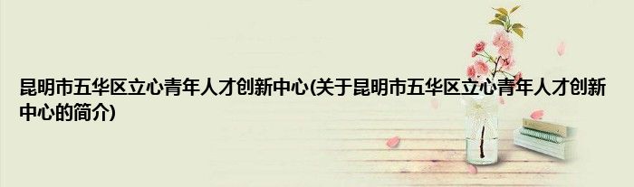 昆明市五华区立心青年人才创新中心(关于昆明市五华区立心青年人才创新中心的简介)