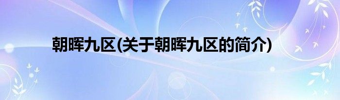 朝晖九区(关于朝晖九区的简介)
