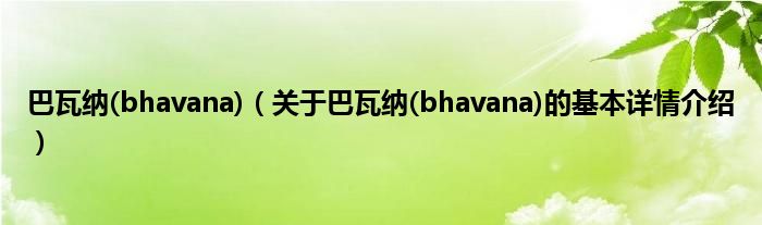巴瓦纳(bhavana)（关于巴瓦纳(bhavana)的基本详情介绍）