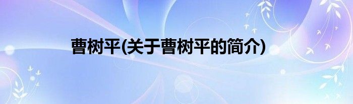 曹树平(关于曹树平的简介)