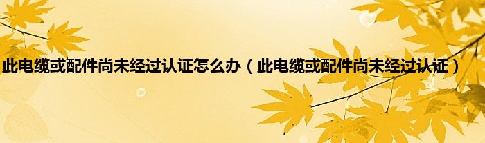 此电缆或配件尚未经过认证怎么办（此电缆或配件尚未经过认证）