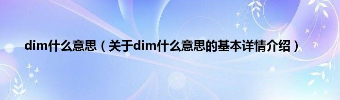 dim什么意思（关于dim什么意思的基本详情介绍）
