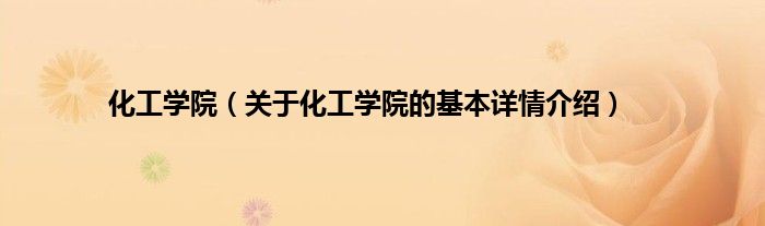 化工学院（关于化工学院的基本详情介绍）