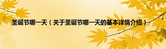 圣诞节哪一天(关于圣诞节哪一天的基本详情介绍)